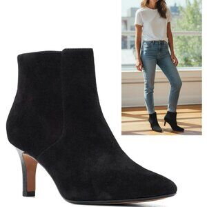 Clarks Illeana Petal Black Suede Pointed Toe Ankle Boots  Women's Size 9M New
